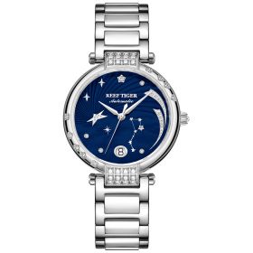 Reef Tiger Love Galaxy Stainless Steel Blue Dial Diamonds Dots Automatic Watches RGA1592-YLY