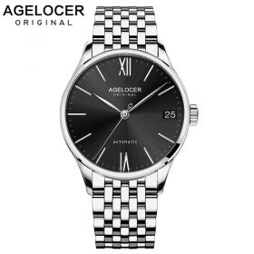 AGELOCER Swiss Brand Men Watches Automatic Self-wind Mechanical Watch Gold Clock Business Retro Wristwatch 7072A9