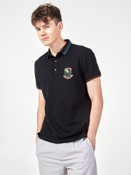 Slim-fit Polo Shirt with Embroidered Stickers/HW21863SY