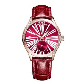 Reef Tiger Love Highness Ultra Thin Rose Gold Red Dial Leather Strap Automatic Watches RGA1561-PRR