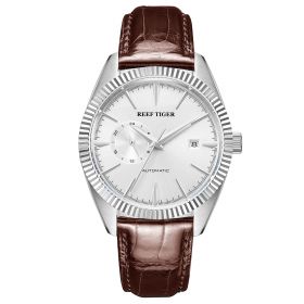 Reef Tiger Seattle Orion White Dial Steel Leather Strap Mechanical Automatic Watches RGA1616