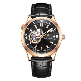 Reef Tiger/RT Top Brand Automatic Rose Gold Watch Leather Strap Tourbillon Wrist Watches Relogio Masculino RGA1693-2