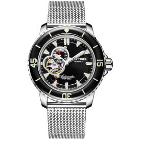 Reef TIger Luxury Men Automatic Watch Sapphire Crystal Blue Troubillon Watches Date Water Resistant RGA3039