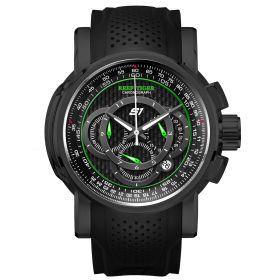 Reef Tiger Aurora Top Speed Black Steel Black/Green Carbon Fiber Dial Quartz Watches RGA3063