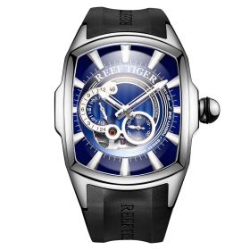 Reef Tiger Luxury Sport Mens Black Rubber Strap Automatic Watch RGA3069S-Blue