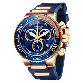Reef Tiger Aurora Grand Ocean Rose Gold With Blue Dial Rubber Strap Multifunctional Quartz Watches RGA3168